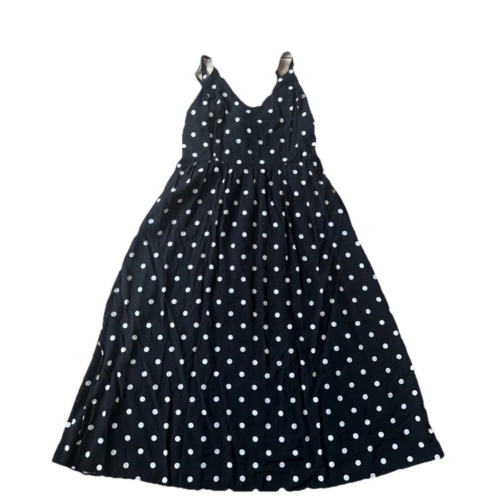Women's Old Navy Cami Black White Polka Dot Sleeveless Dress Size M